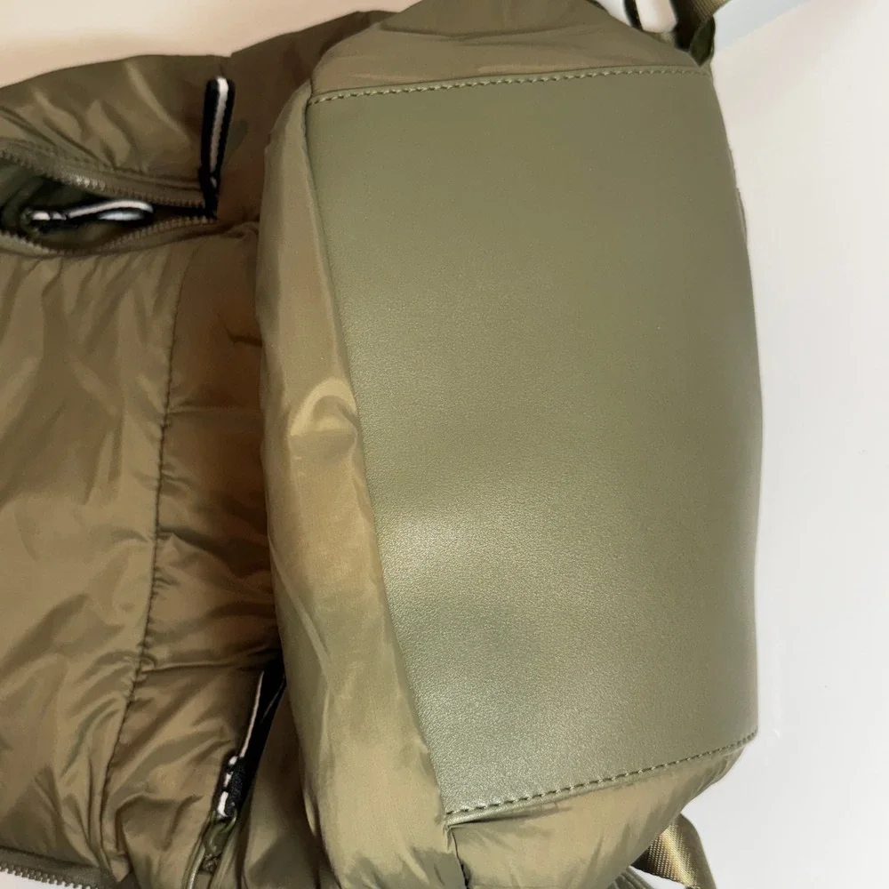 BLUZEN Puffer Backpack Quilted Nylon Olive Green Lightweight Carry All‎ Bag